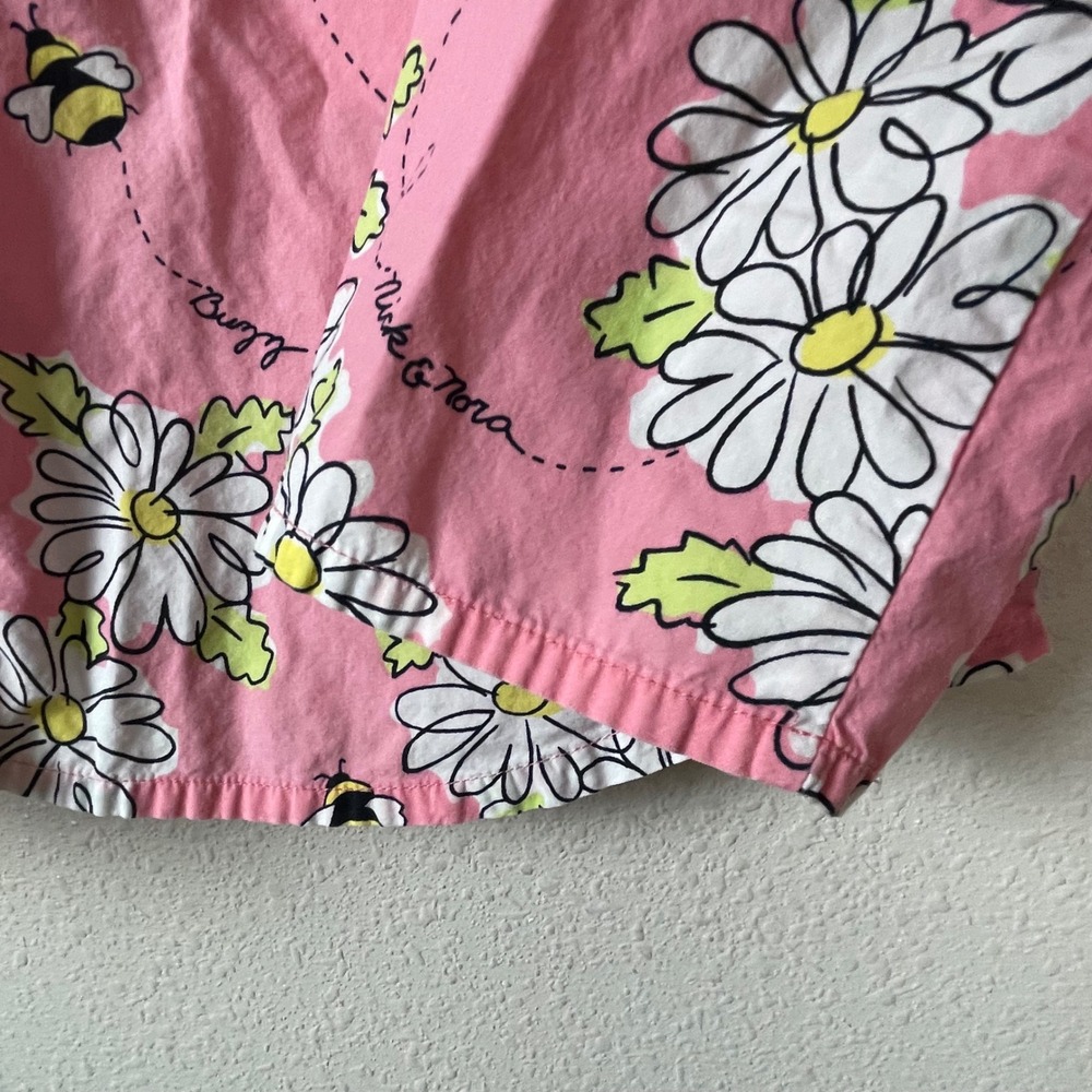 Nick and Nora Bee Mine Pajama Set Women's Size S Pink Daisy Cotton Whimsical - Picture 11 of 16